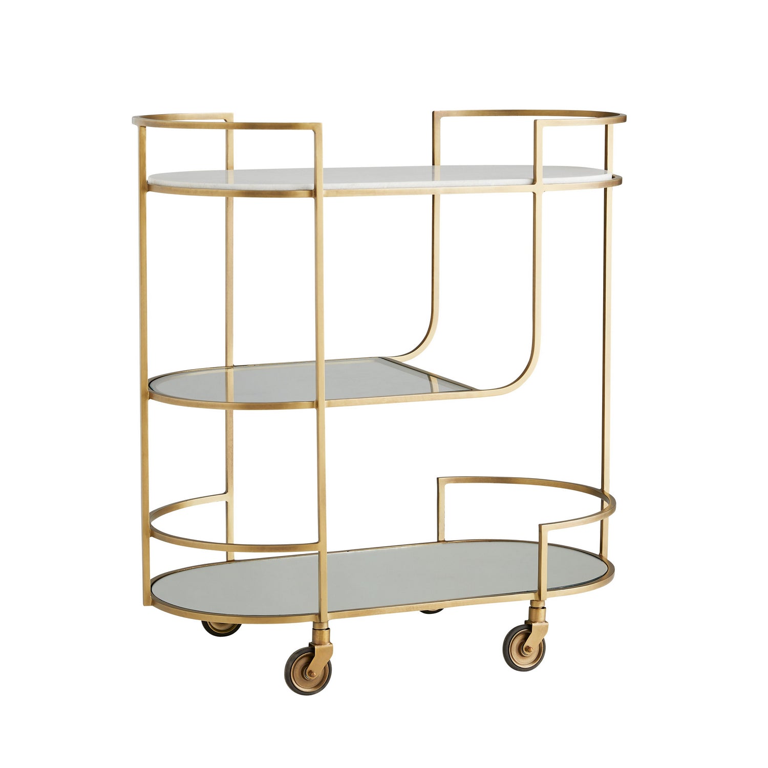Trainor Bar Cart in Antique Brass