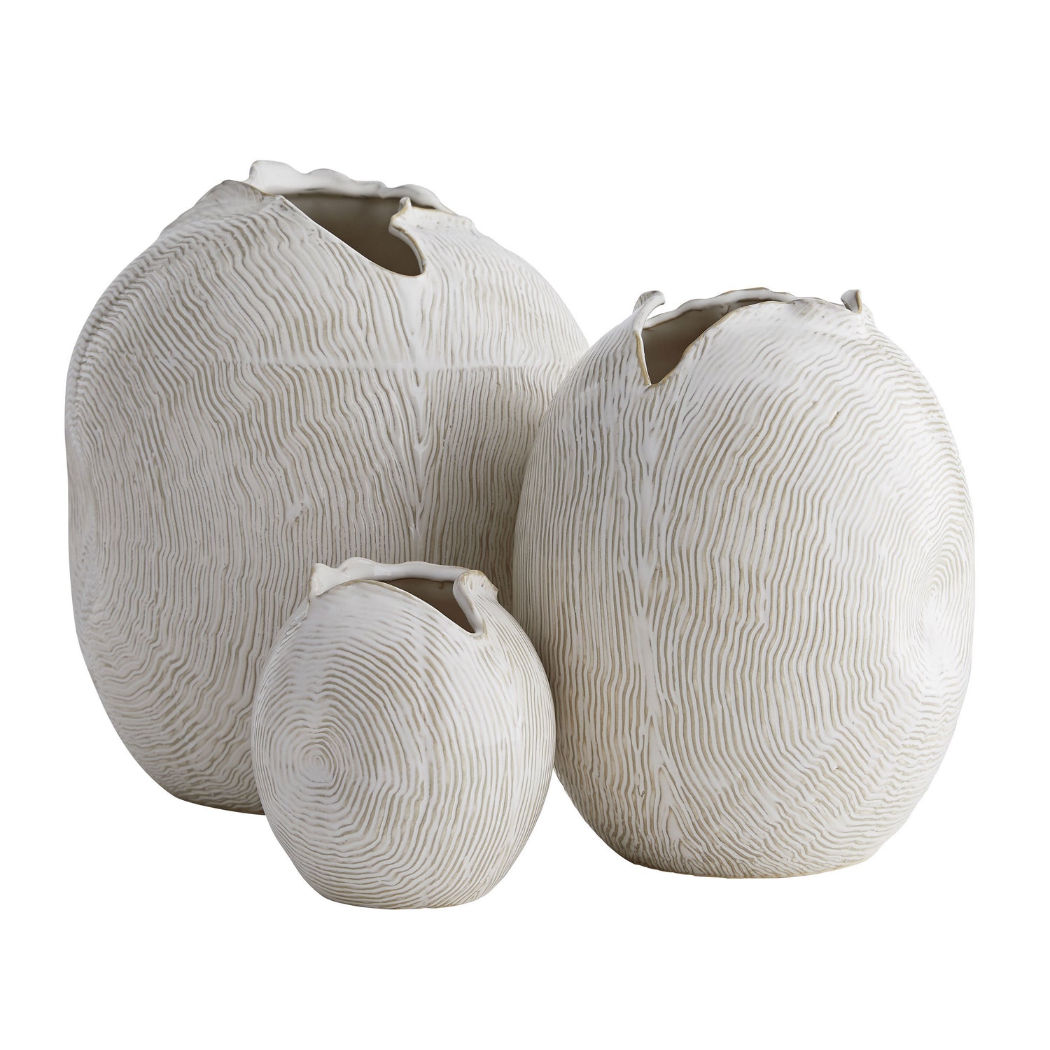 Ensemble de 3 vases Blume en blanc délavé