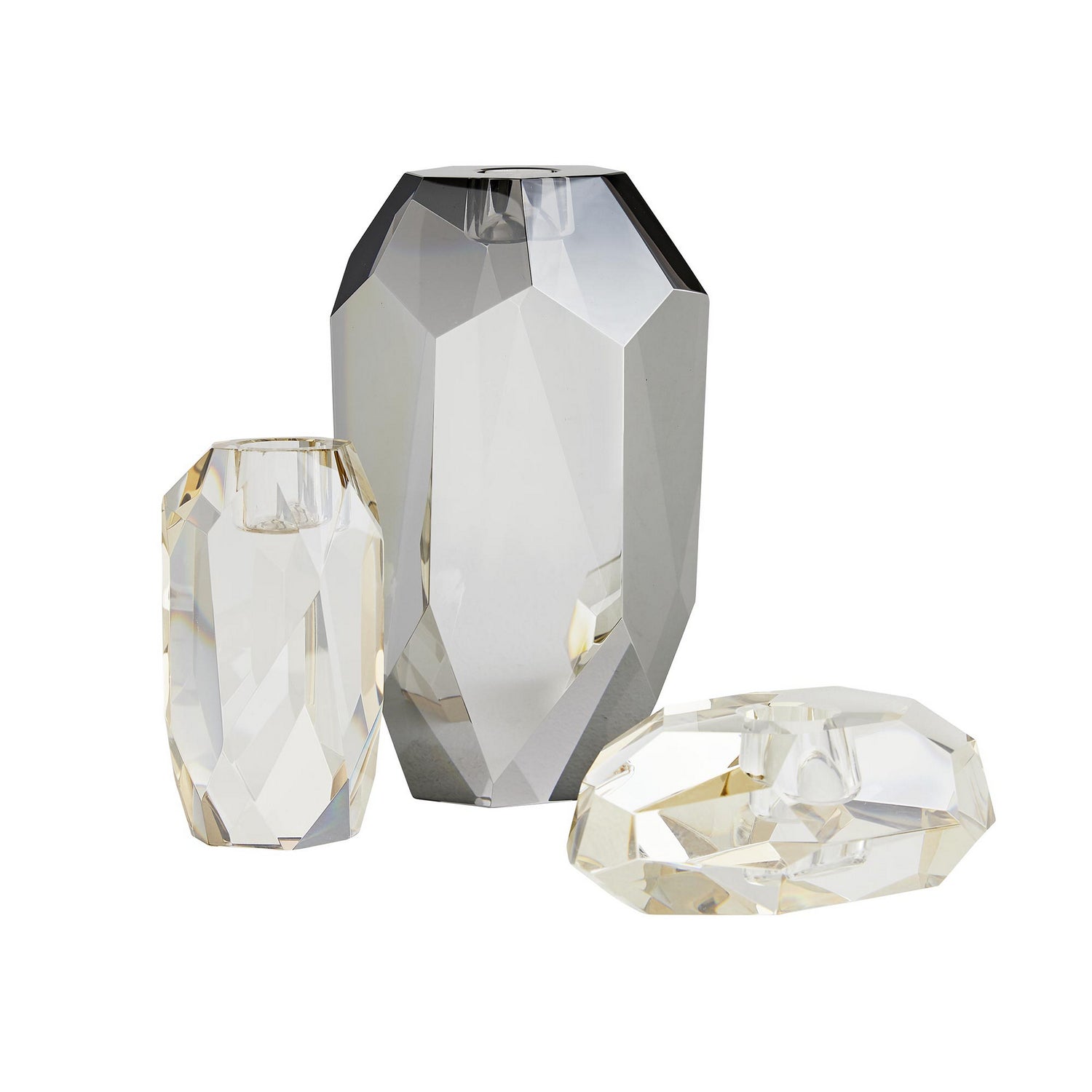 Violet Candle Holders Set of 3 in Champagne