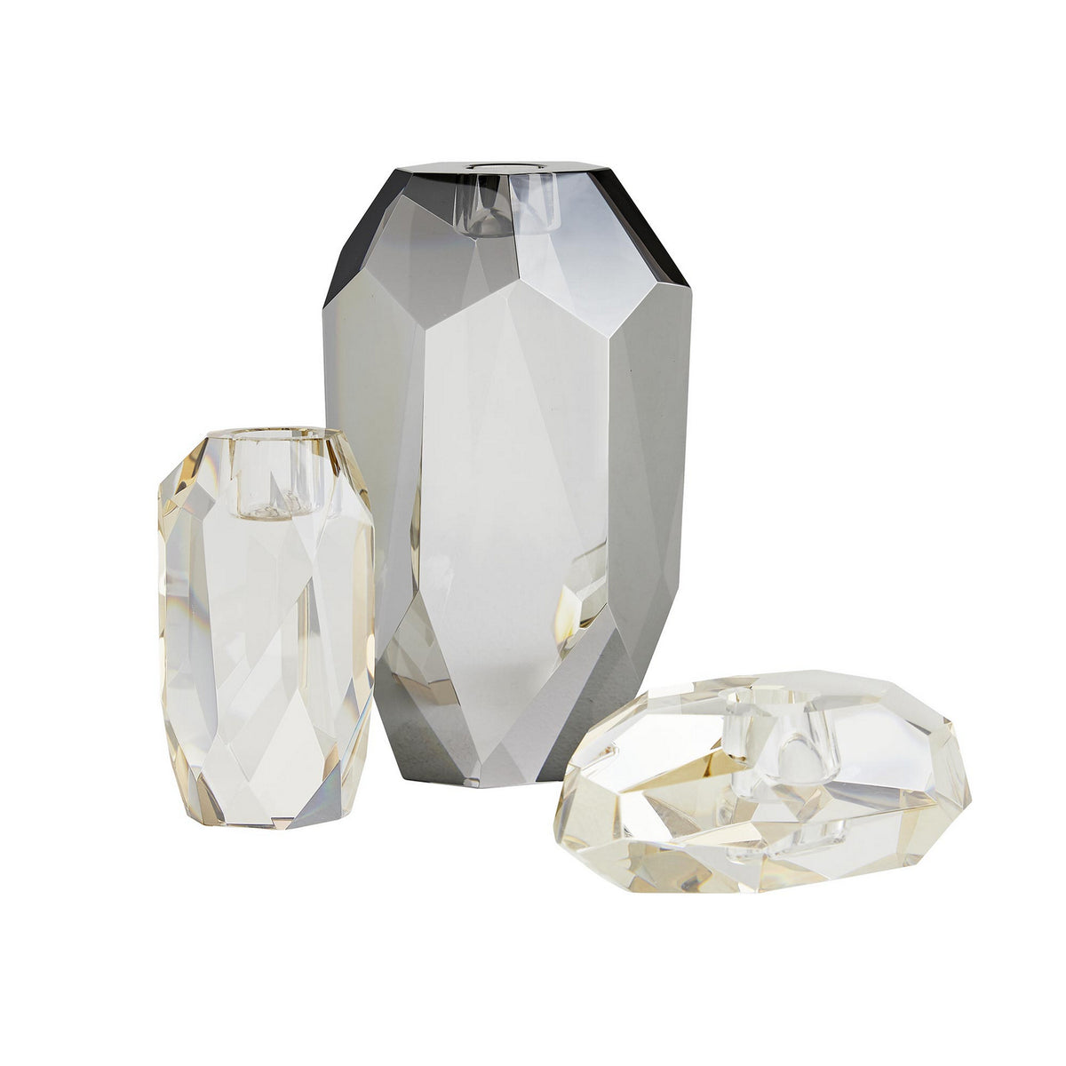 Ensemble de 3 bougeoirs violets couleur champagne