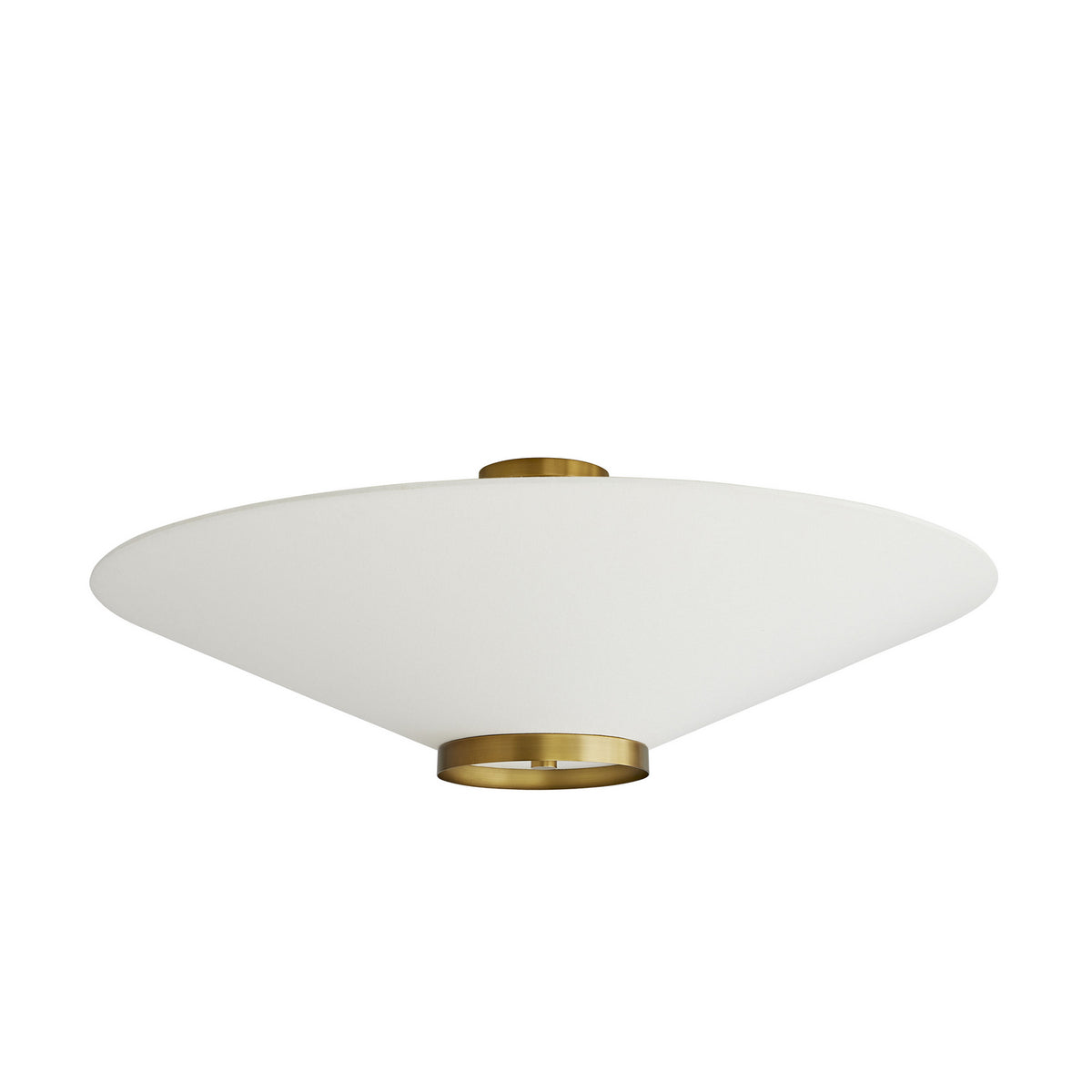 Decker Three Light Flush Mount in Antique Brass