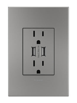 adorne Dual-USB Outlet with Wall Plate
