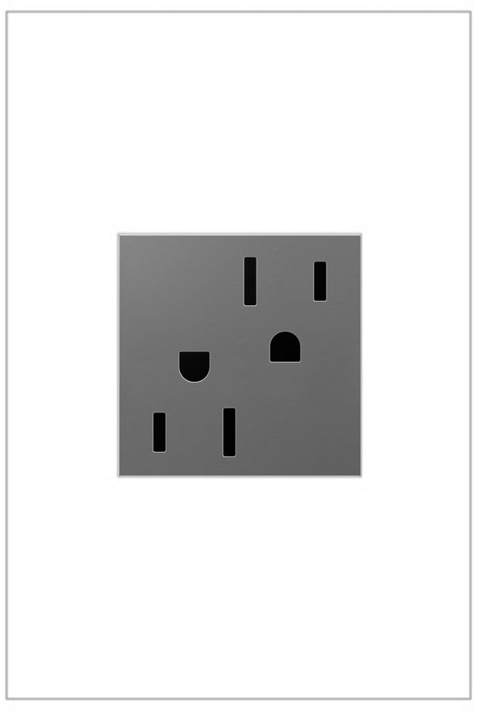 Adorne 15A Dual Tamper-Resistant Outlet Magnesium