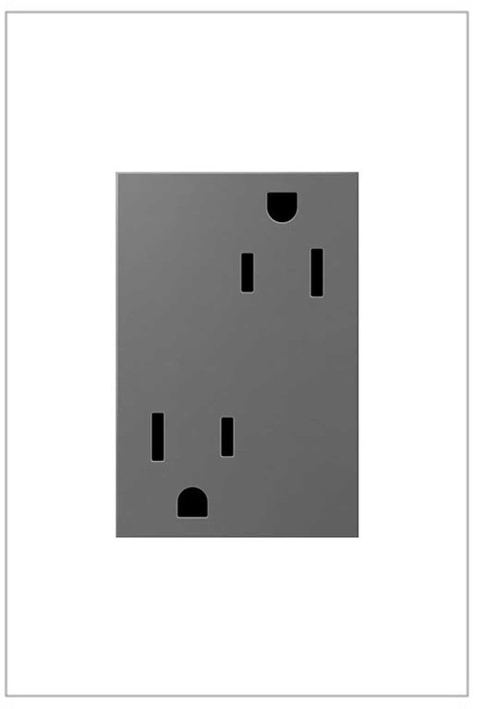 Adorne® 15A Dual Tamper-Resistant Plus-Size Outlet,Magnesium