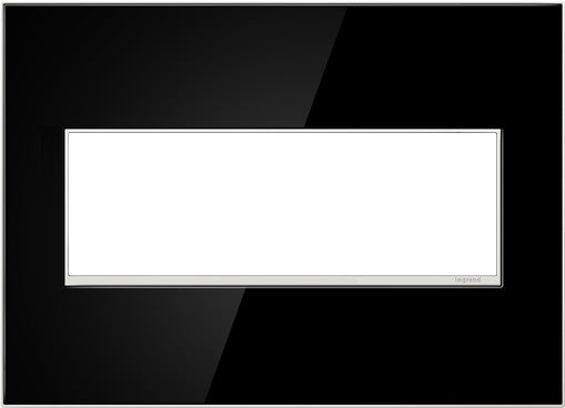 Adorne® Mirror Black Three-Gang Screwless Wall Plate