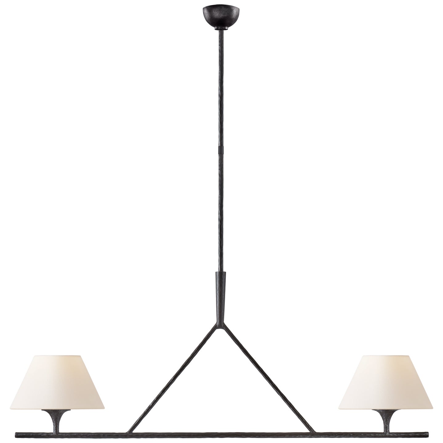 Cesta Two Light Chandelier in Aged Iron