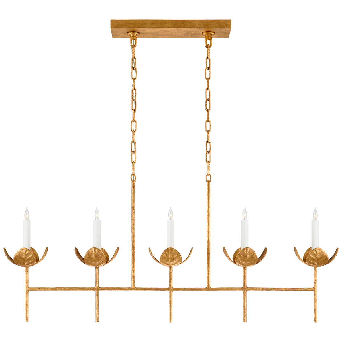 Illana Five Light Linear Chandelier in Antique Gold Leaf