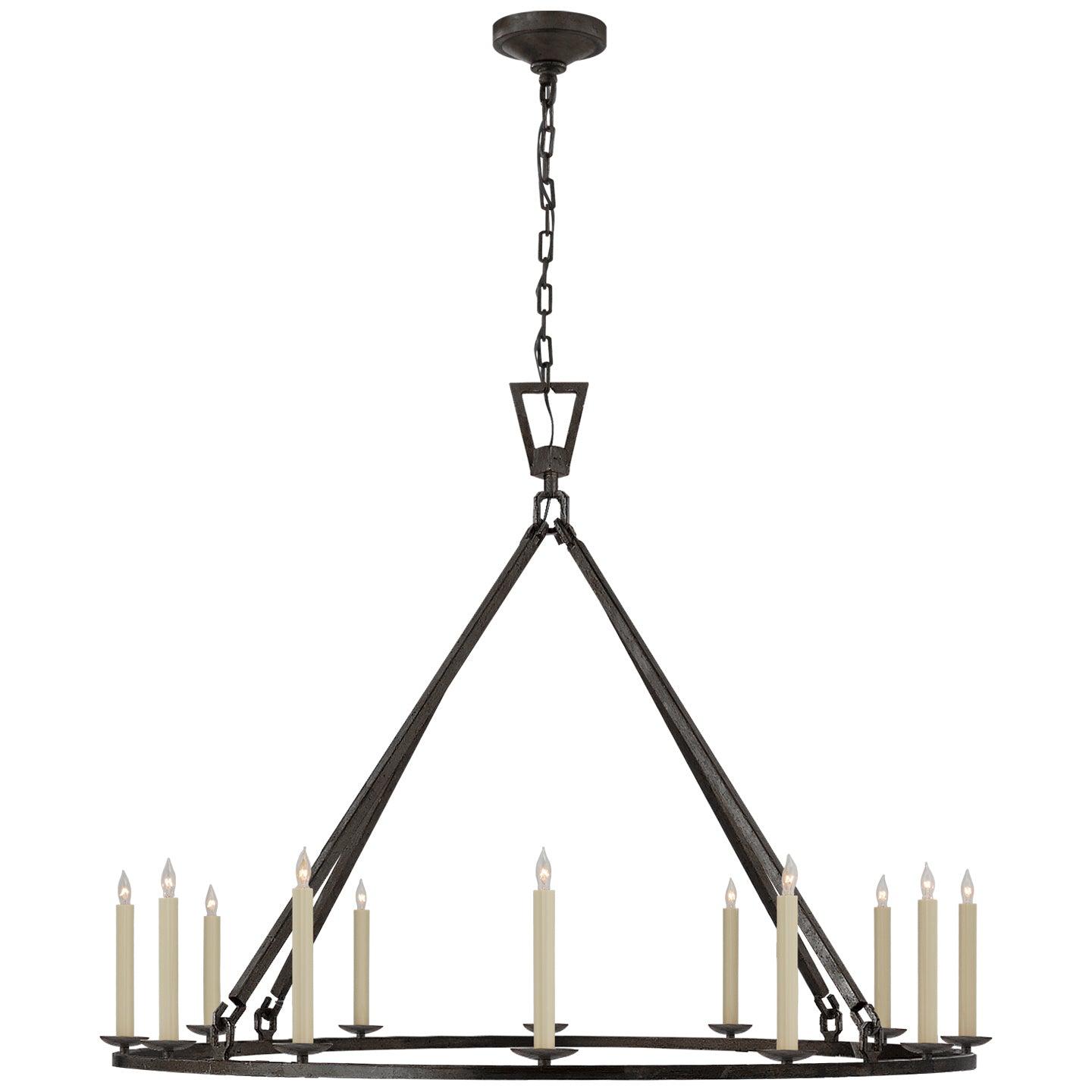 Darlana Extra Large Single Ring Chandelier in Aged Iron
