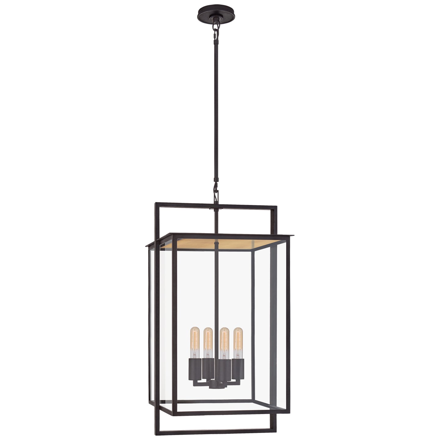 Halle Medium Hanging Lantern in Aged Iron with Clear Glass