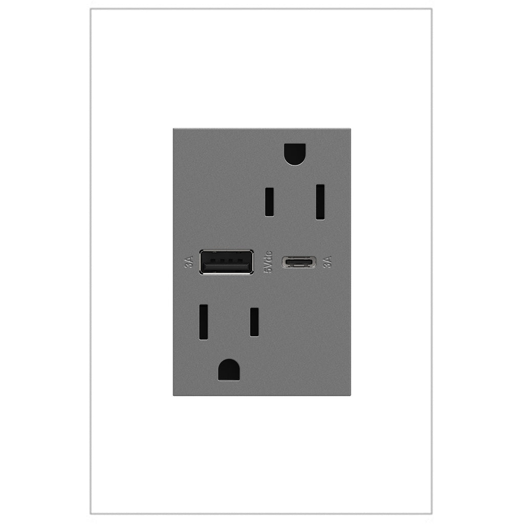 adorne 15A Tamper-Resistant Ultra-Fast USB Type-A/C Outlet