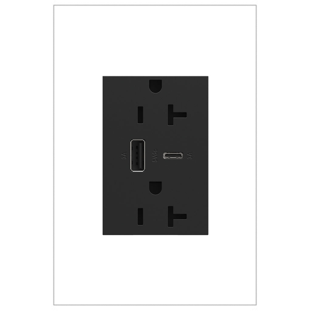 adorne 20A Tamper-Resistant Ultra-Fast USB Type-A/C Outlet