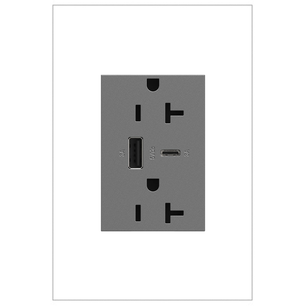 adorne 20A Tamper-Resistant Ultra-Fast USB Type-A/C Outlet