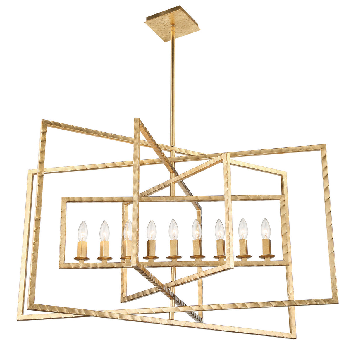 Capri Nine Light Chandelier in Antique Gold