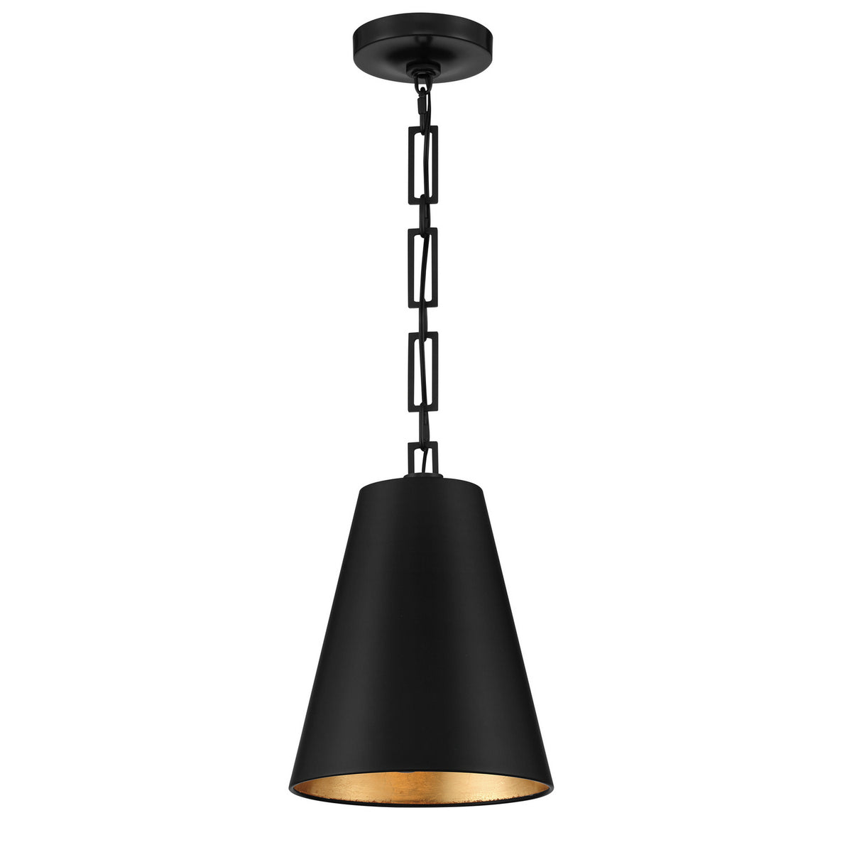 Alston Two Light Chandelier in Matte Black + Antique Gold
