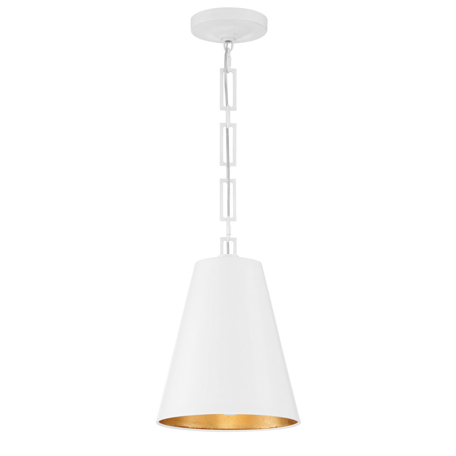 Alston Two Light Chandelier in Matte White + Antique Gold