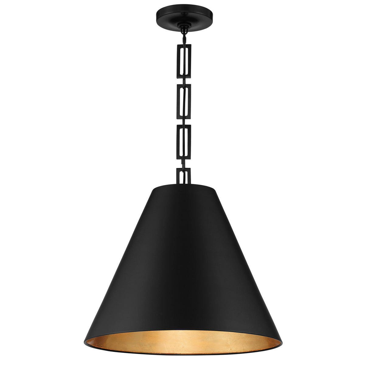 Alston Three Light Chandelier in Matte Black + Antique Gold