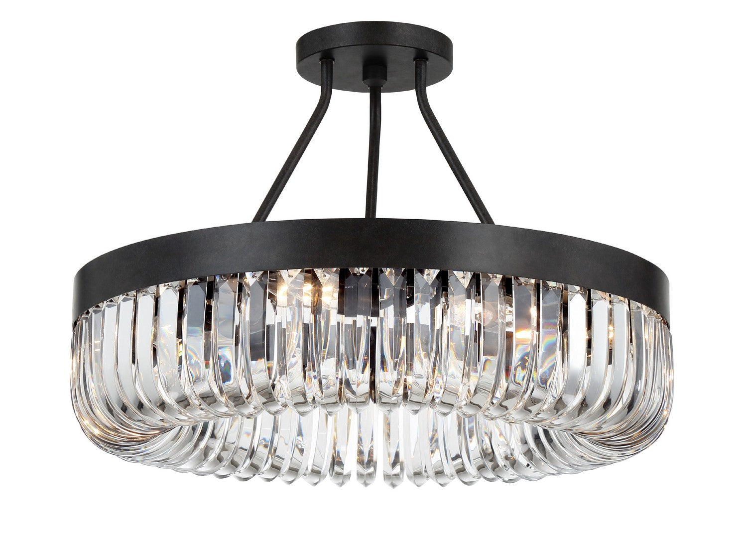 Alister Eight Light Semi Flush Mount in Charcoal Bronze