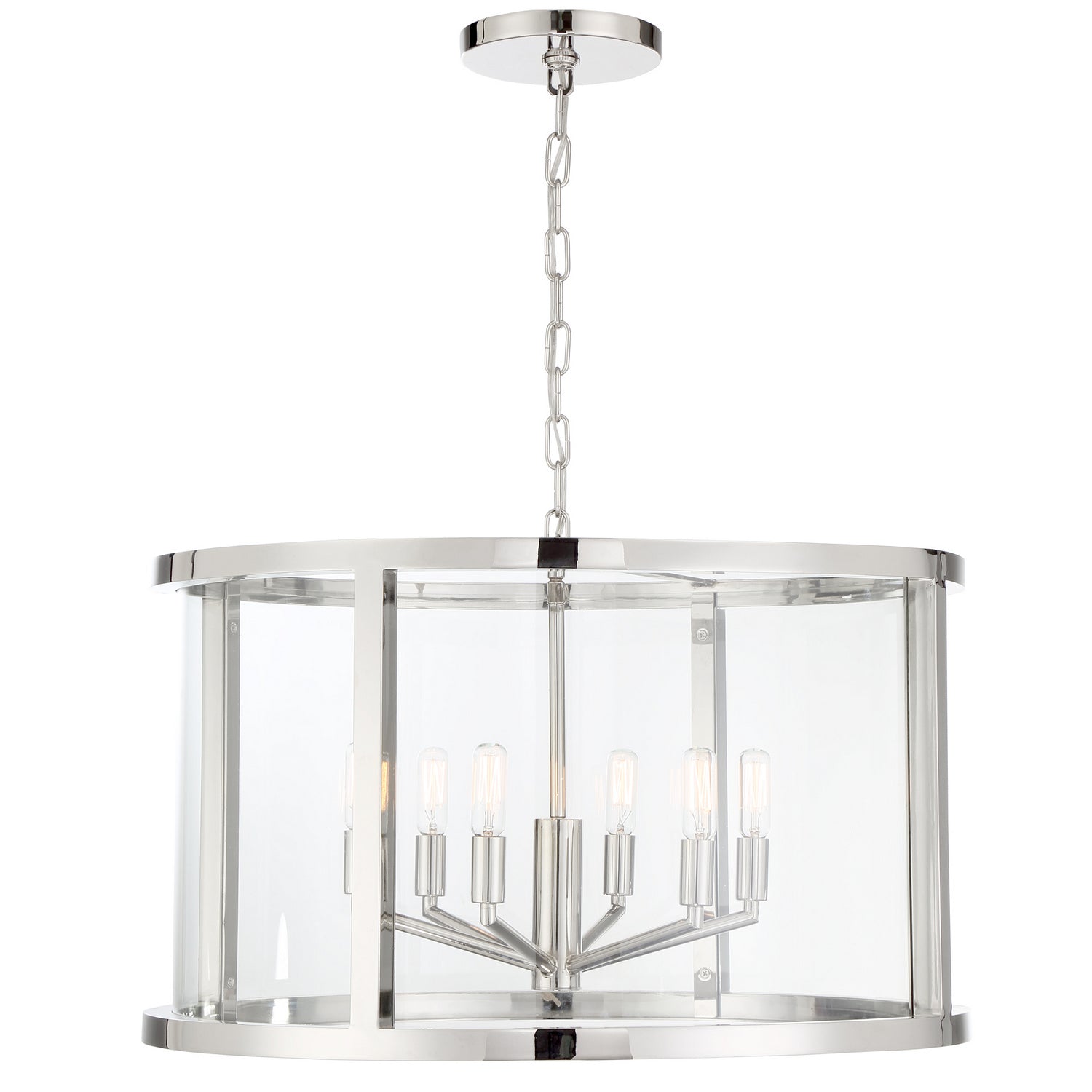 Devon Six Light Chandelier in Polished Nickel