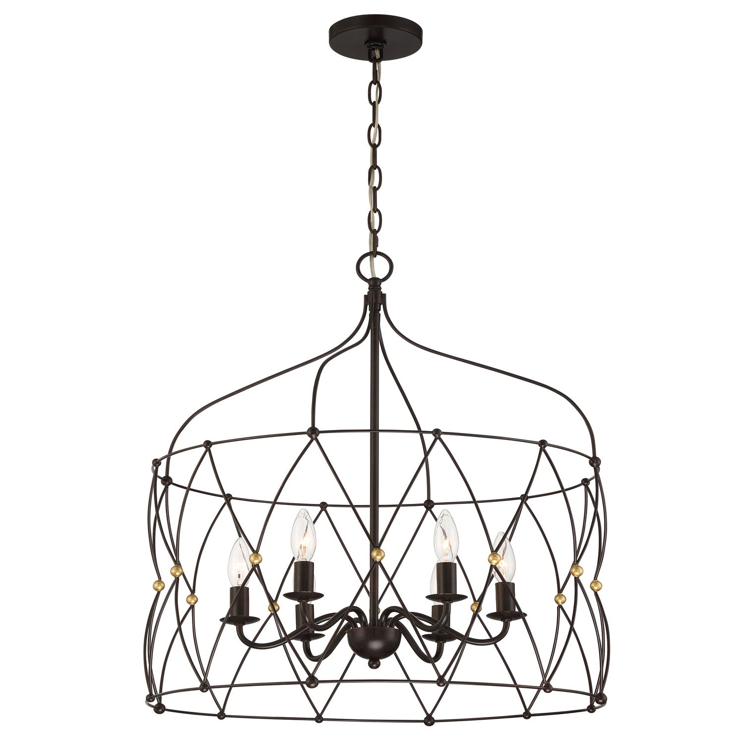 Zucca Chandelier in English Bronze + Antique Gold