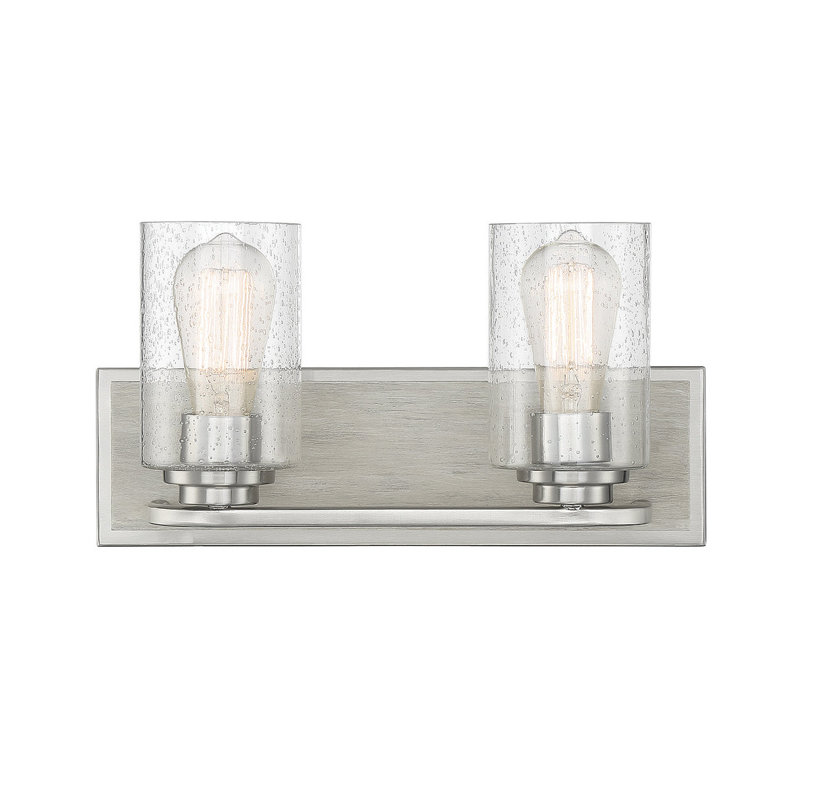 Sheppard Two Light Bathroom Vanity in Satin Nickel W/ Greywood