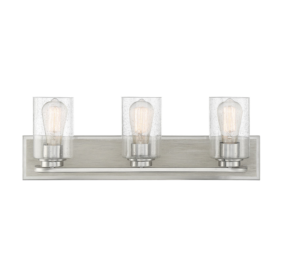 Sheppard Three Light Bathroom Vanity in Satin Nickel W/ Greywood