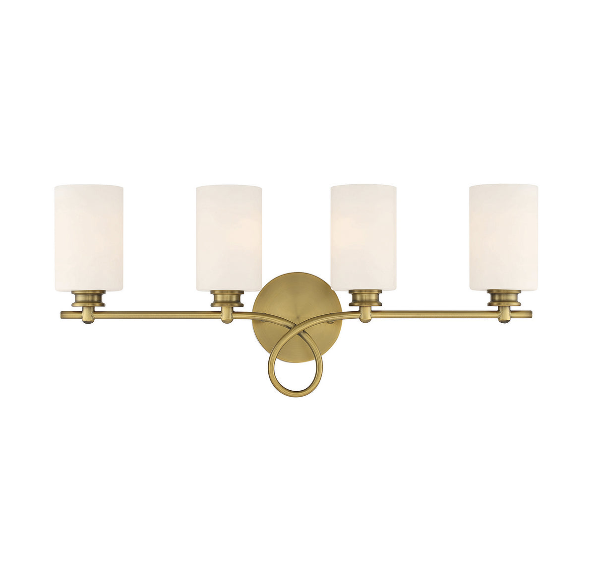 Woodbury Four Light Bath Bar in Warm Brass