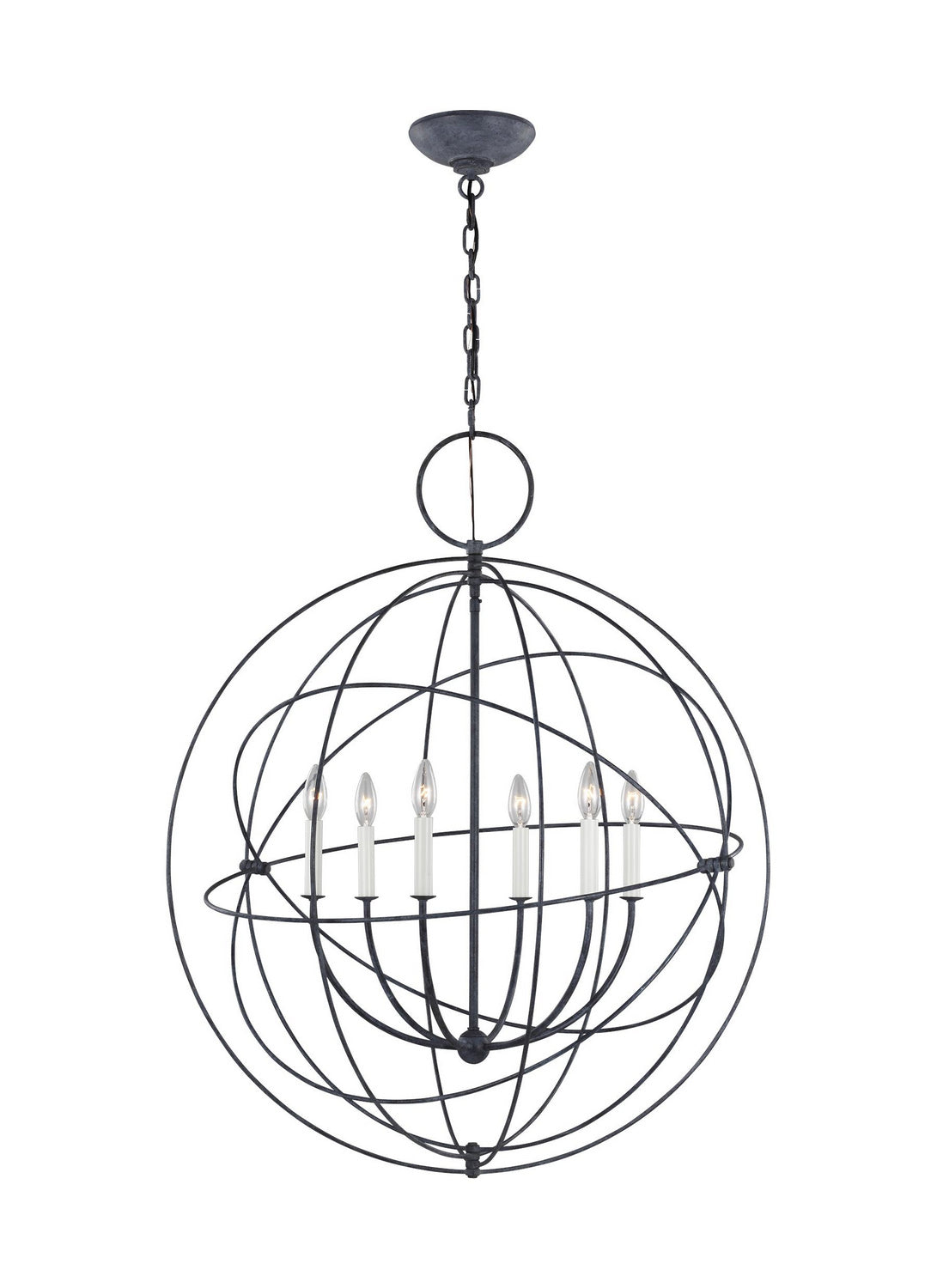 Bayberry Six Light Pendant in Weathered Galvanized