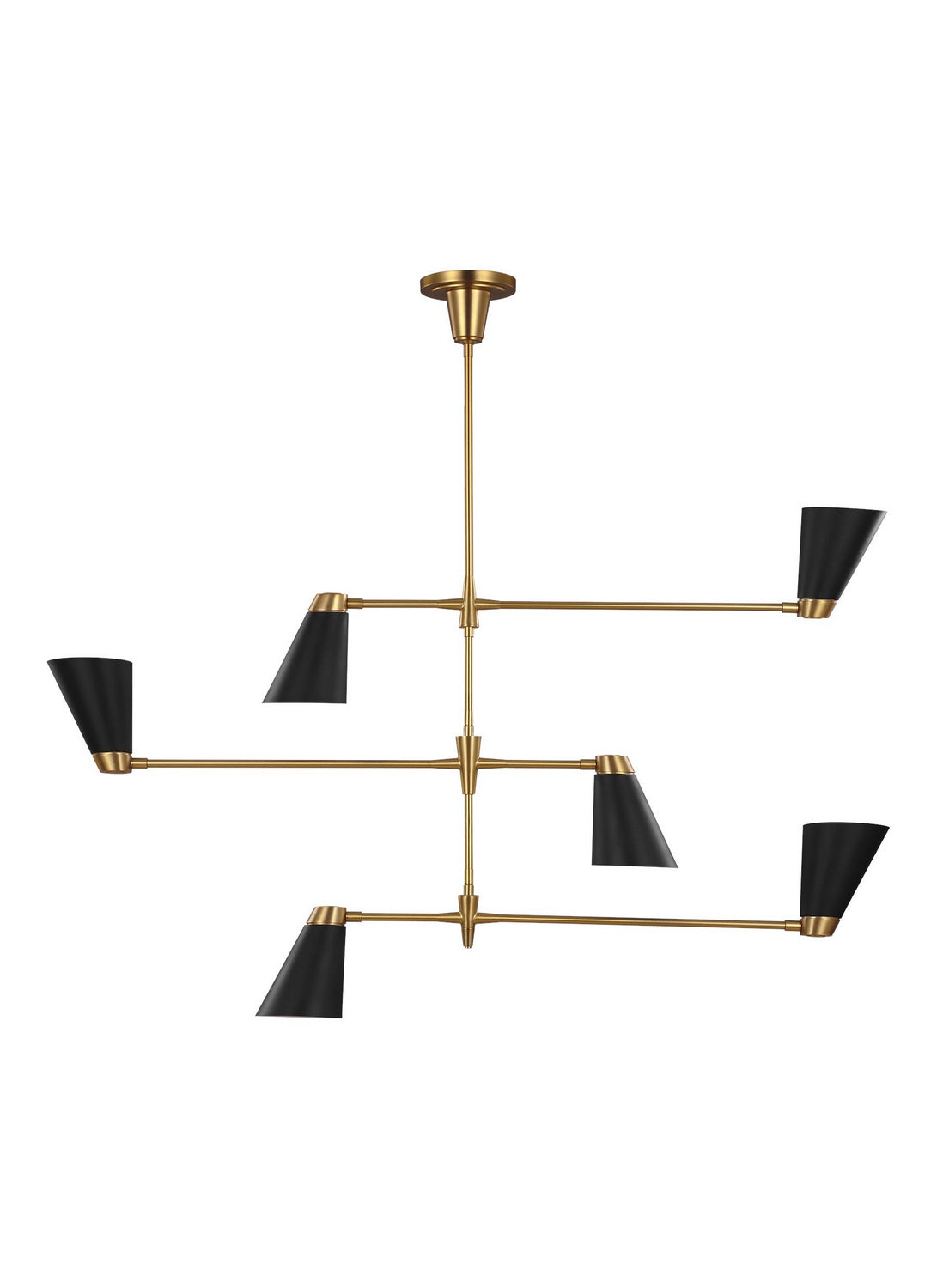 Signoret Six Light Chandelier in Burnished Brass