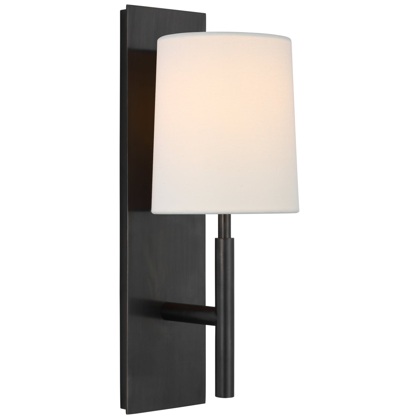 Clarion Medium Sconce in Bronze with Linen Shade