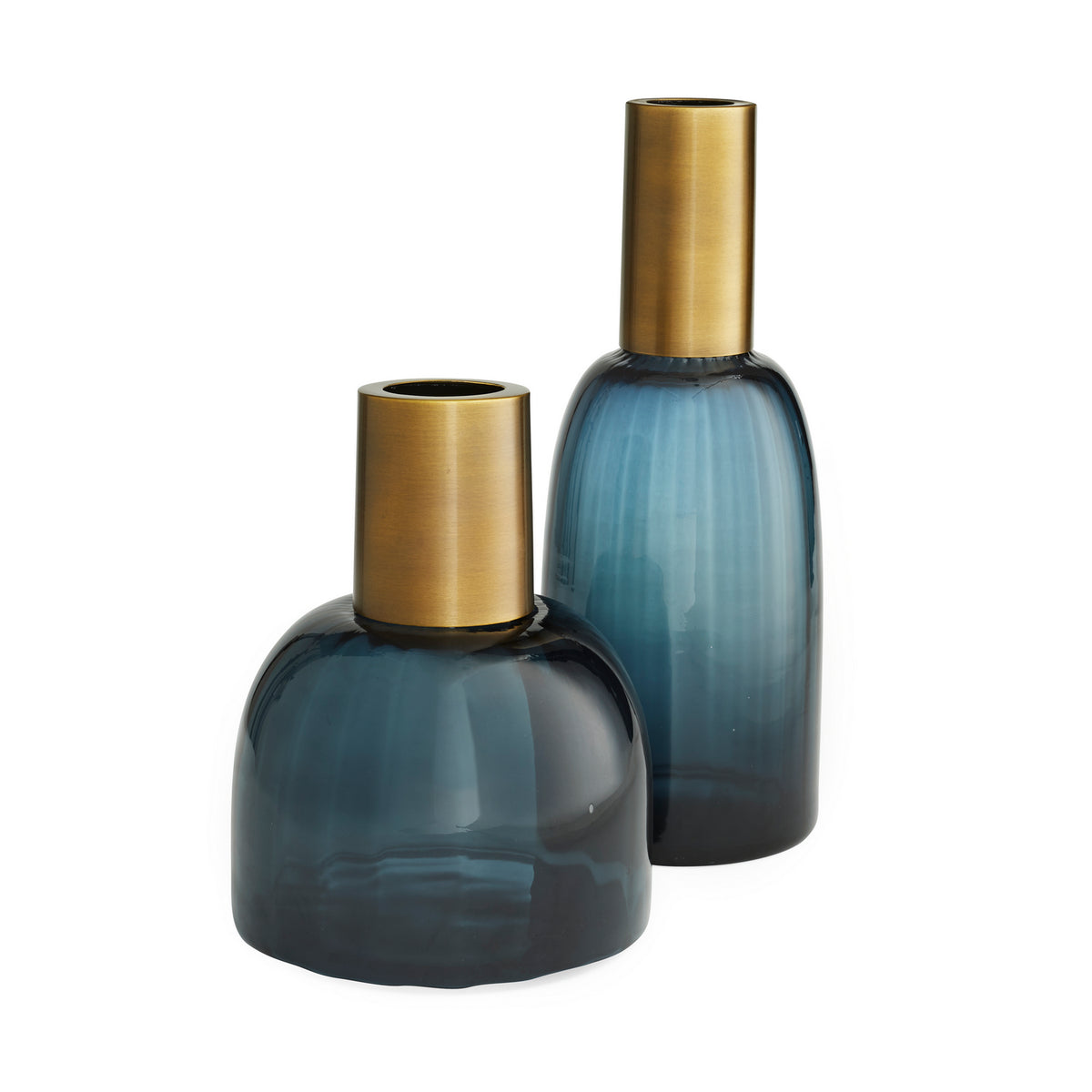 Huff Vases, Set of 2 in Navy Optic