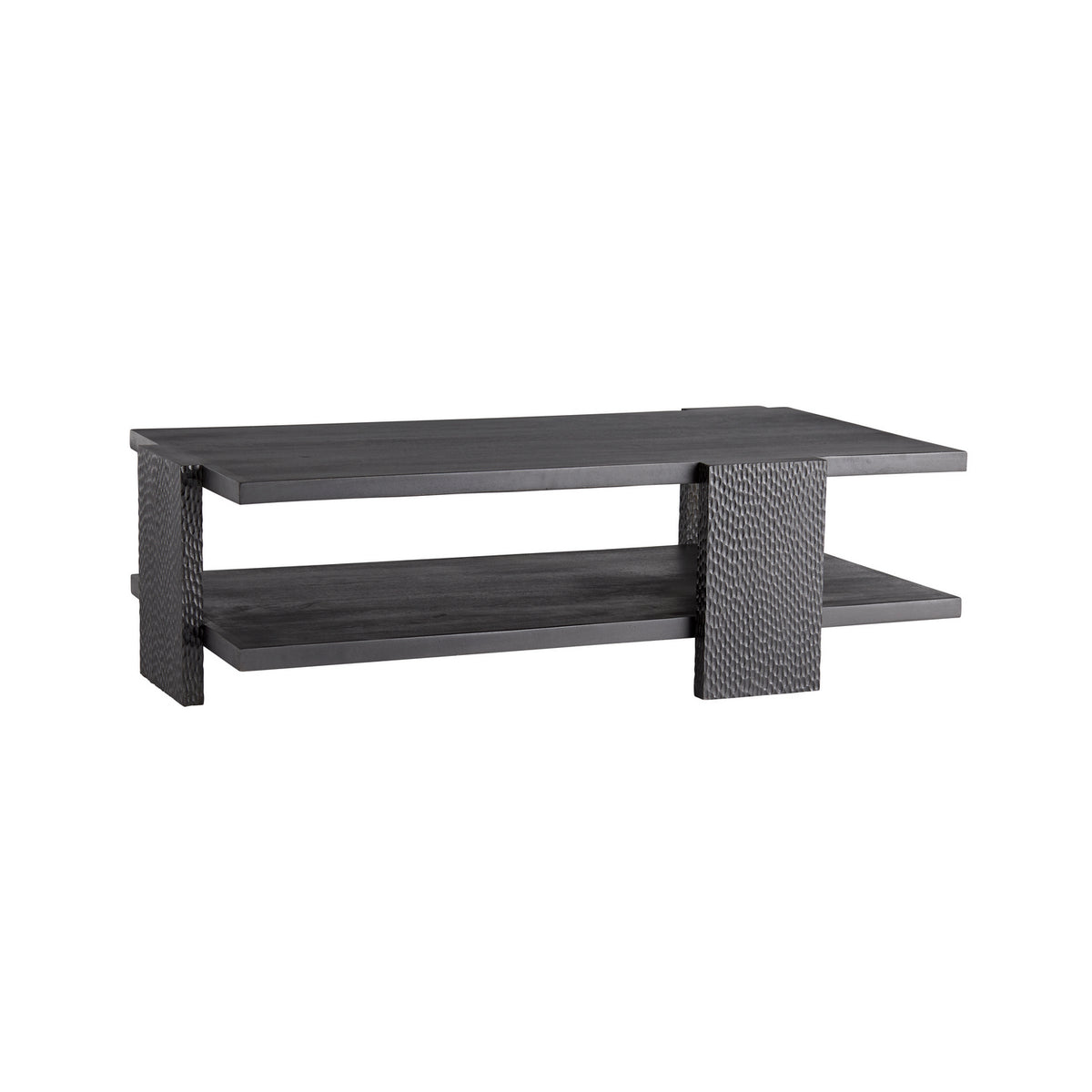 Aiden Cocktail Table in Handcarved Soft Black Waxed