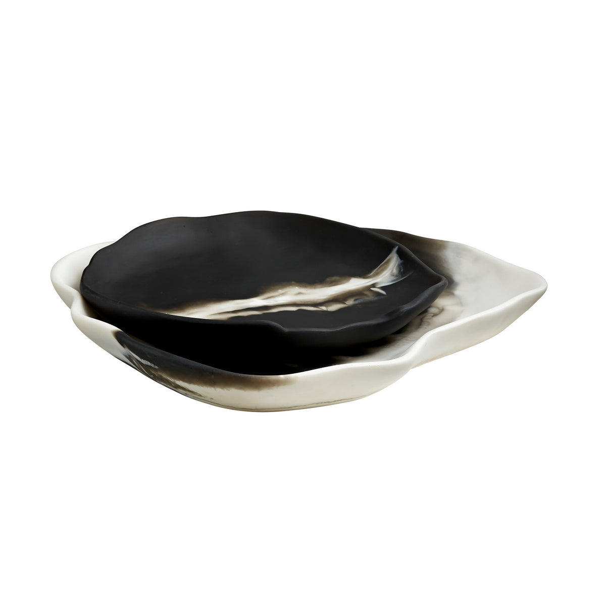 Hollies Trays, Set of 2 in Black & White