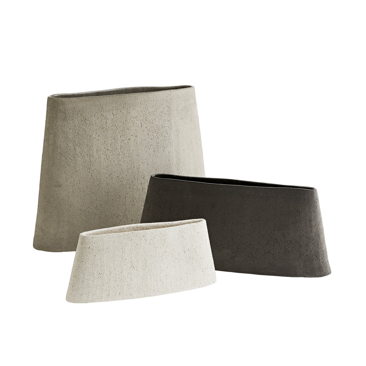 Hasta Vases, Set of 3 in Gray