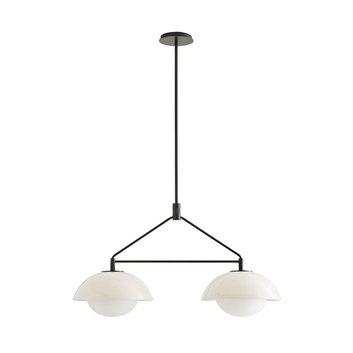 Glaze Two Light Linear Pendant in Ivory Stained Crackle
