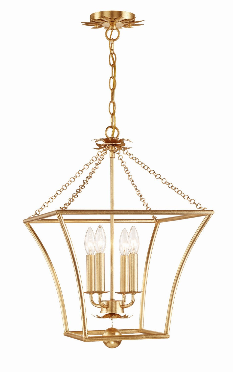 Broche Four Light Mini Chandelier in Antique Gold