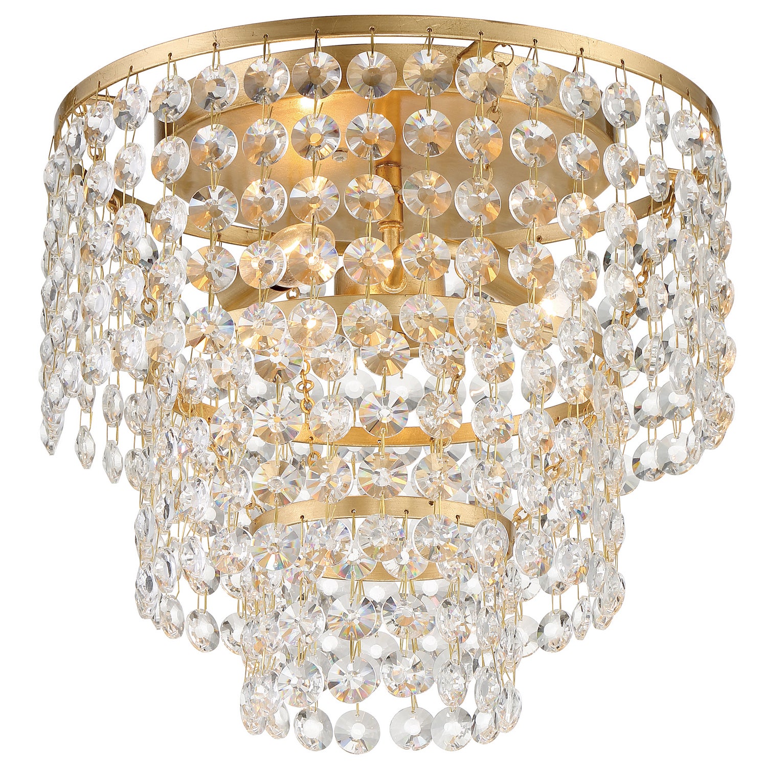 Gabrielle Three Light Flush Mount in Antique Gold