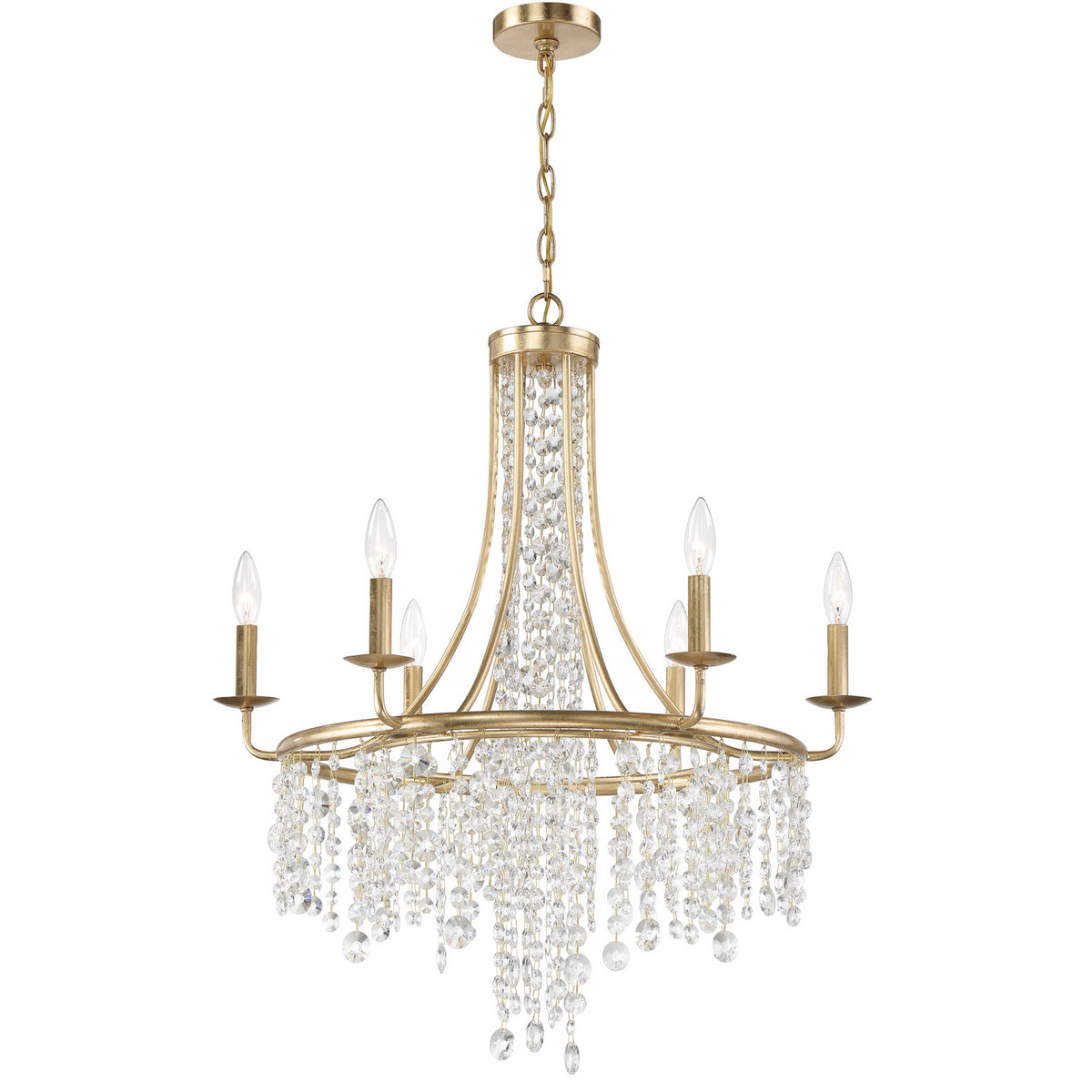 Gabrielle Six Light Chandelier in Antique Gold