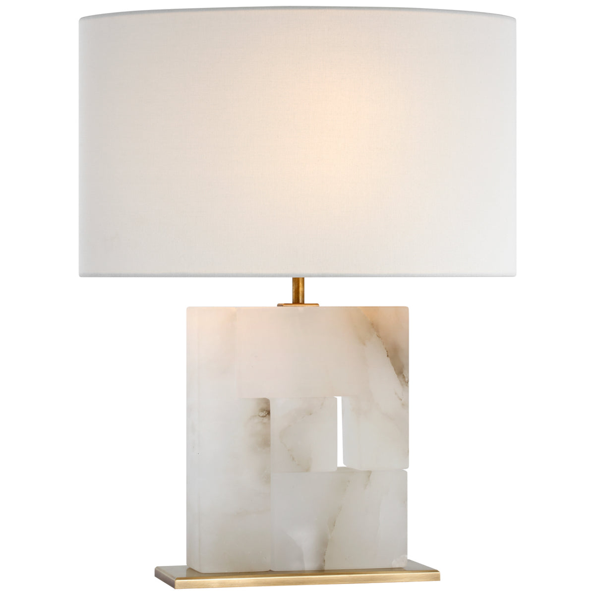 Ashlar LED Table Lamp in Alabaster and Hand-Rubbed Antique Brass