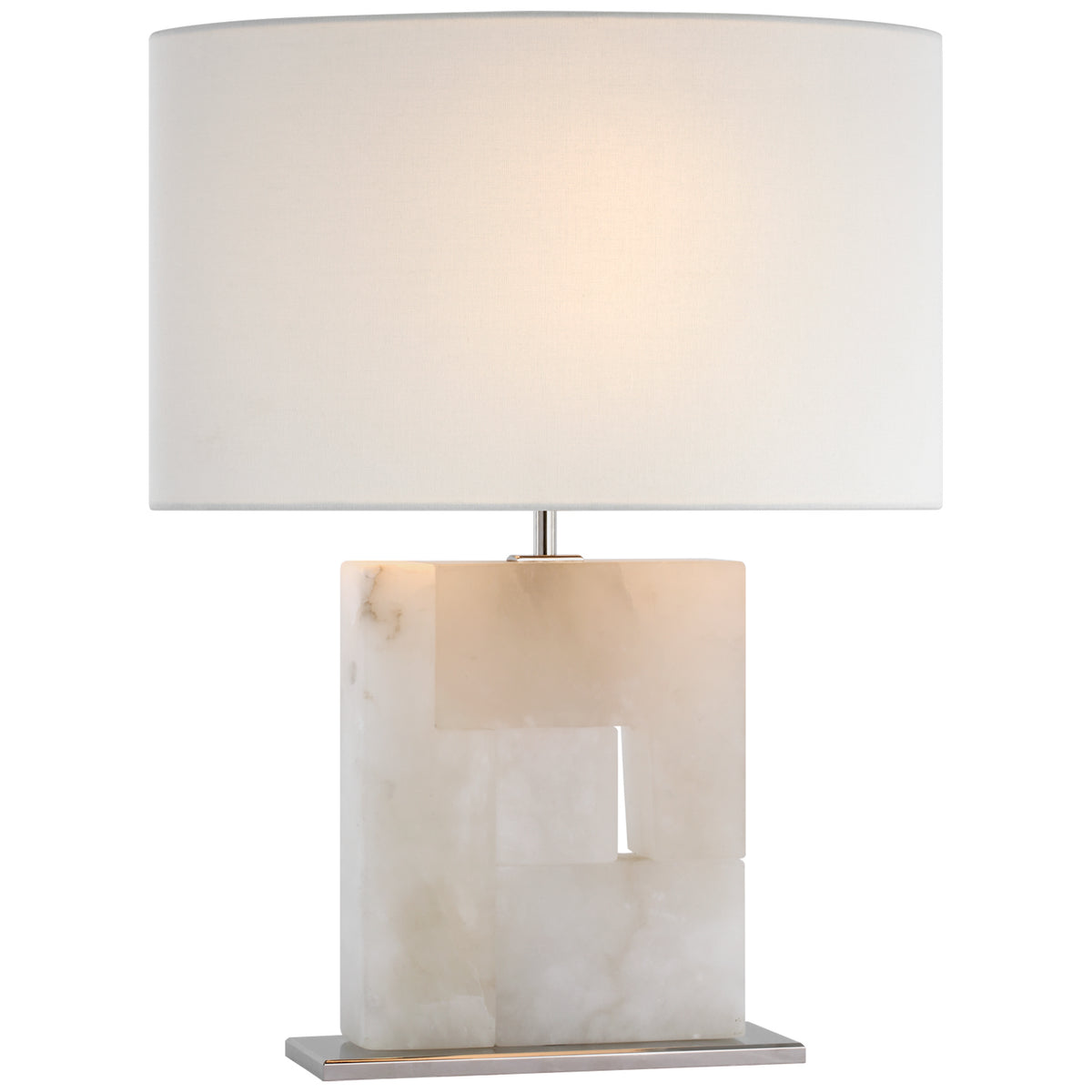 Ashlar LED Table Lamp in Alabaster and Polished Nickel