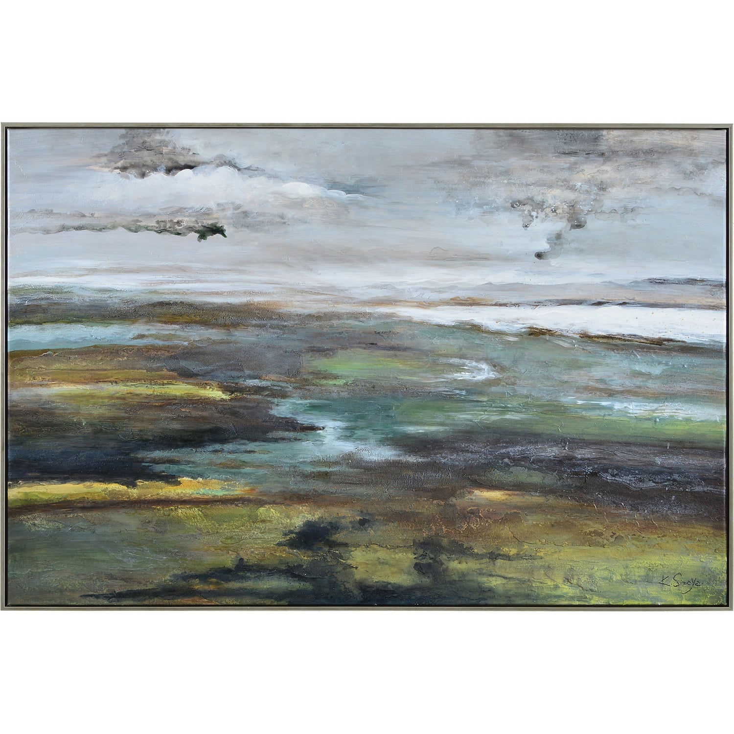 Sprucer Canvas Art in Champagne Silver