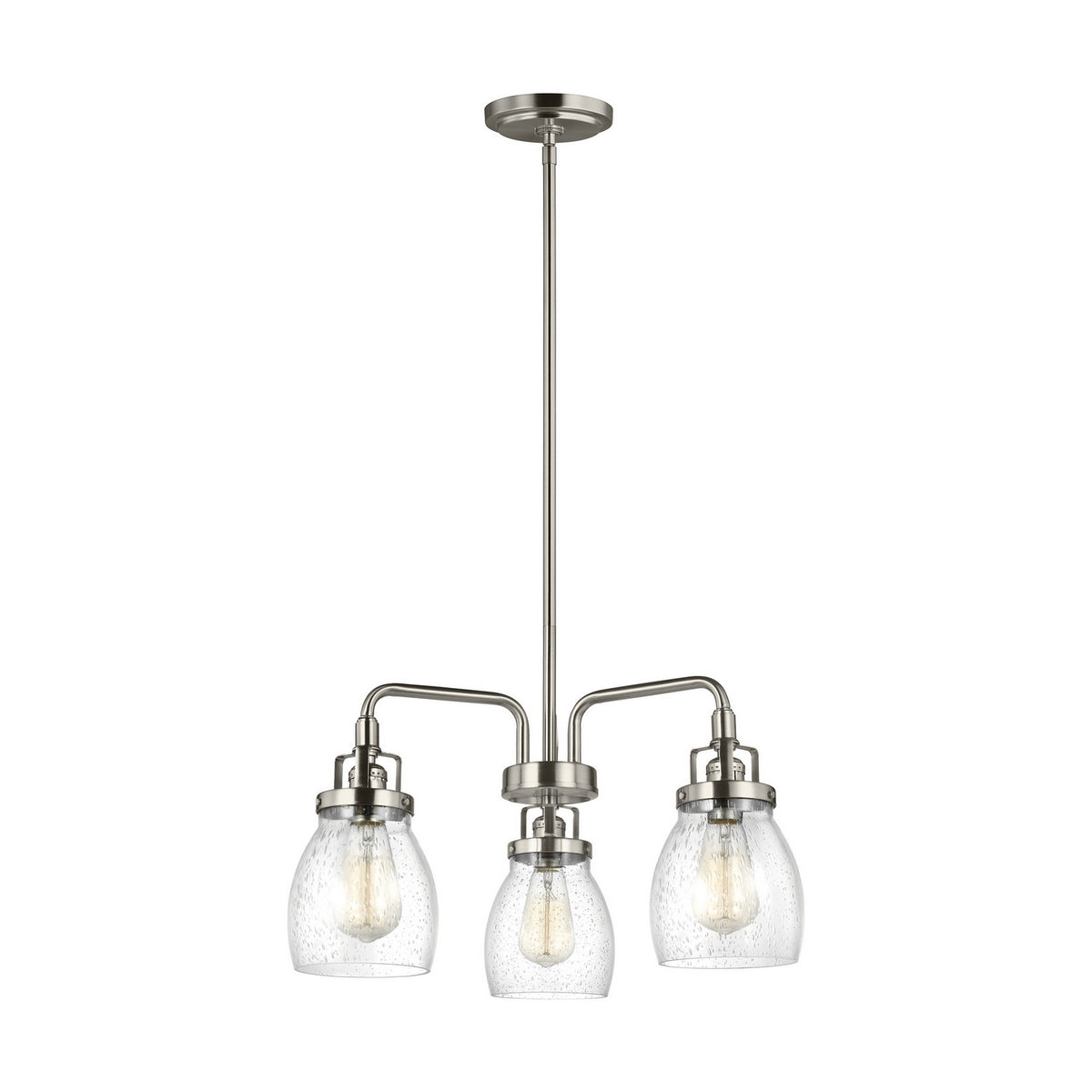 Belton Three Light Chandelier in Brushed Nickel