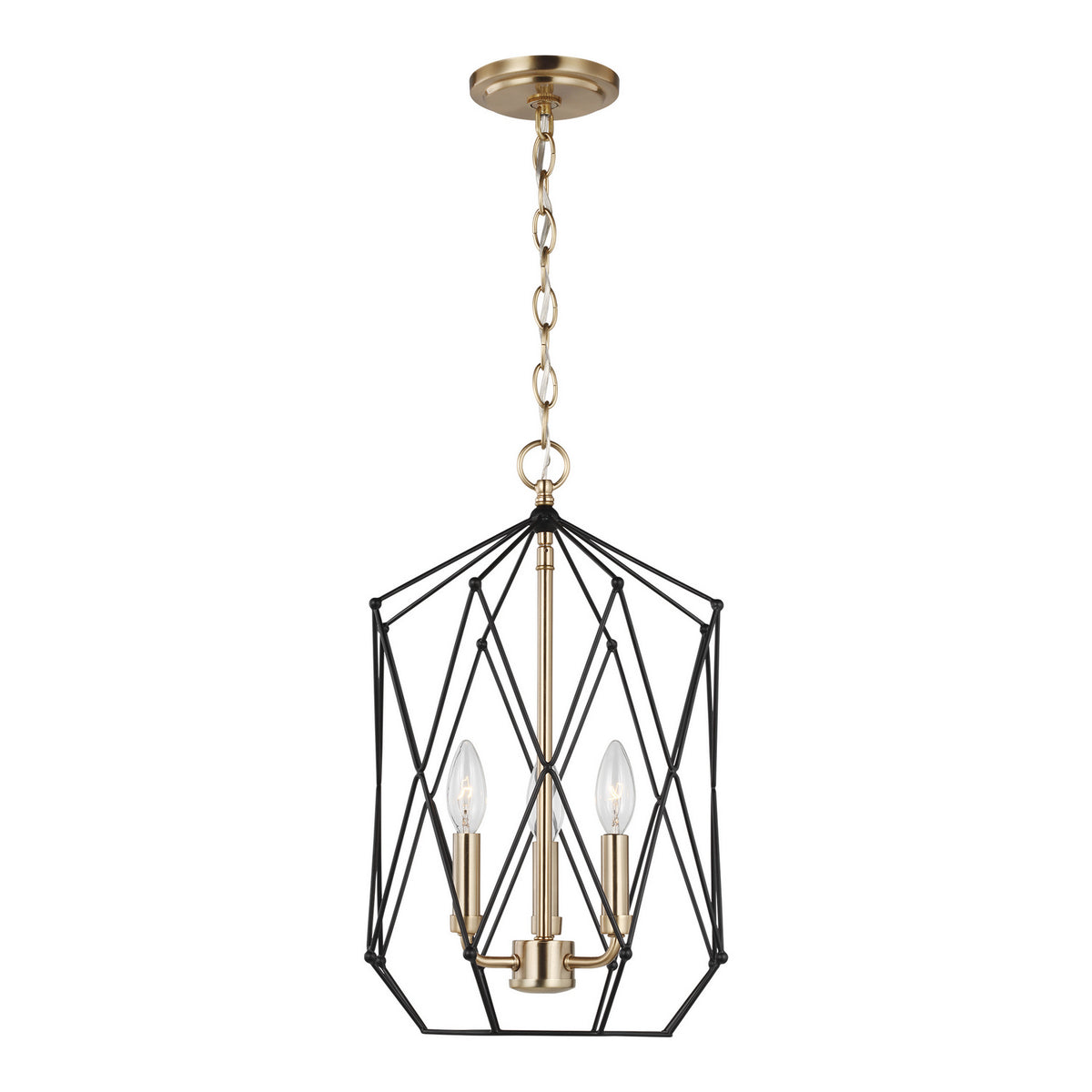 Zarra Three Light Lantern in Satin Brass