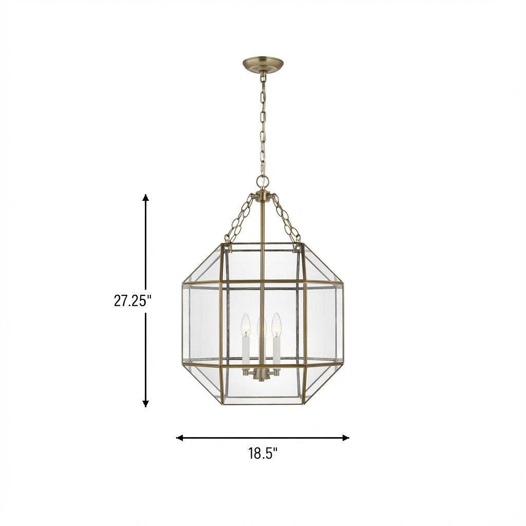 Morrison Three Light Lantern in Satin Brass
