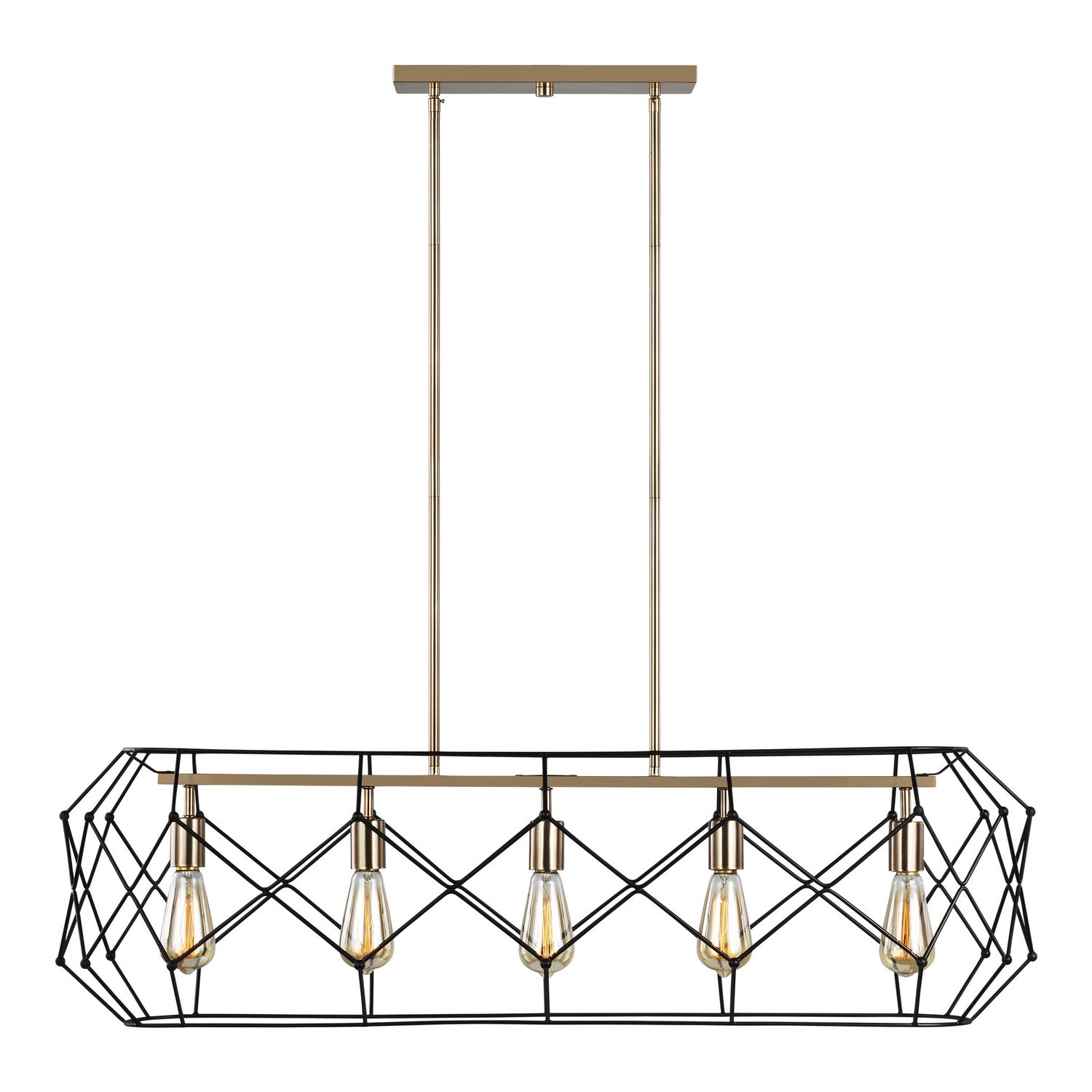 Lustre linéaire Zarra à cinq lumières en laiton satiné