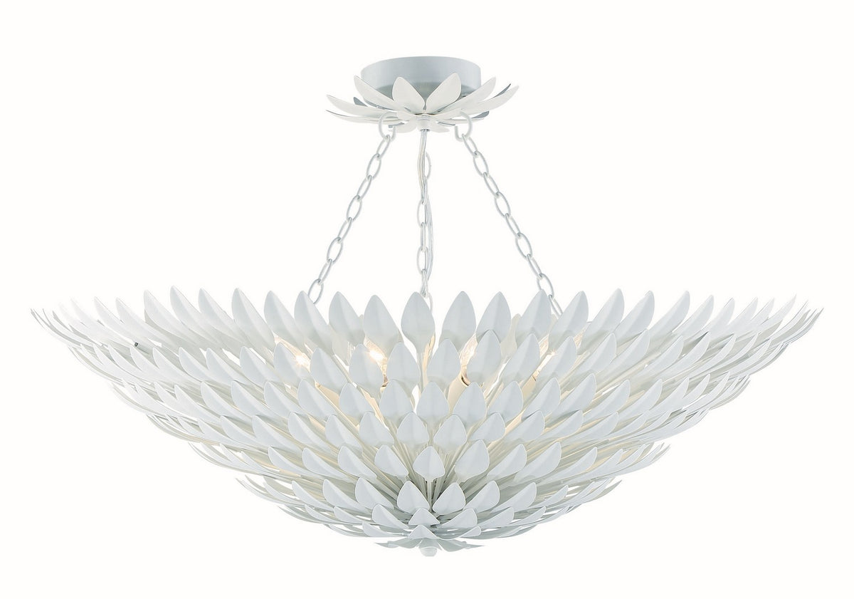 Broche Eight Light Semi Flush Mount in Matte White