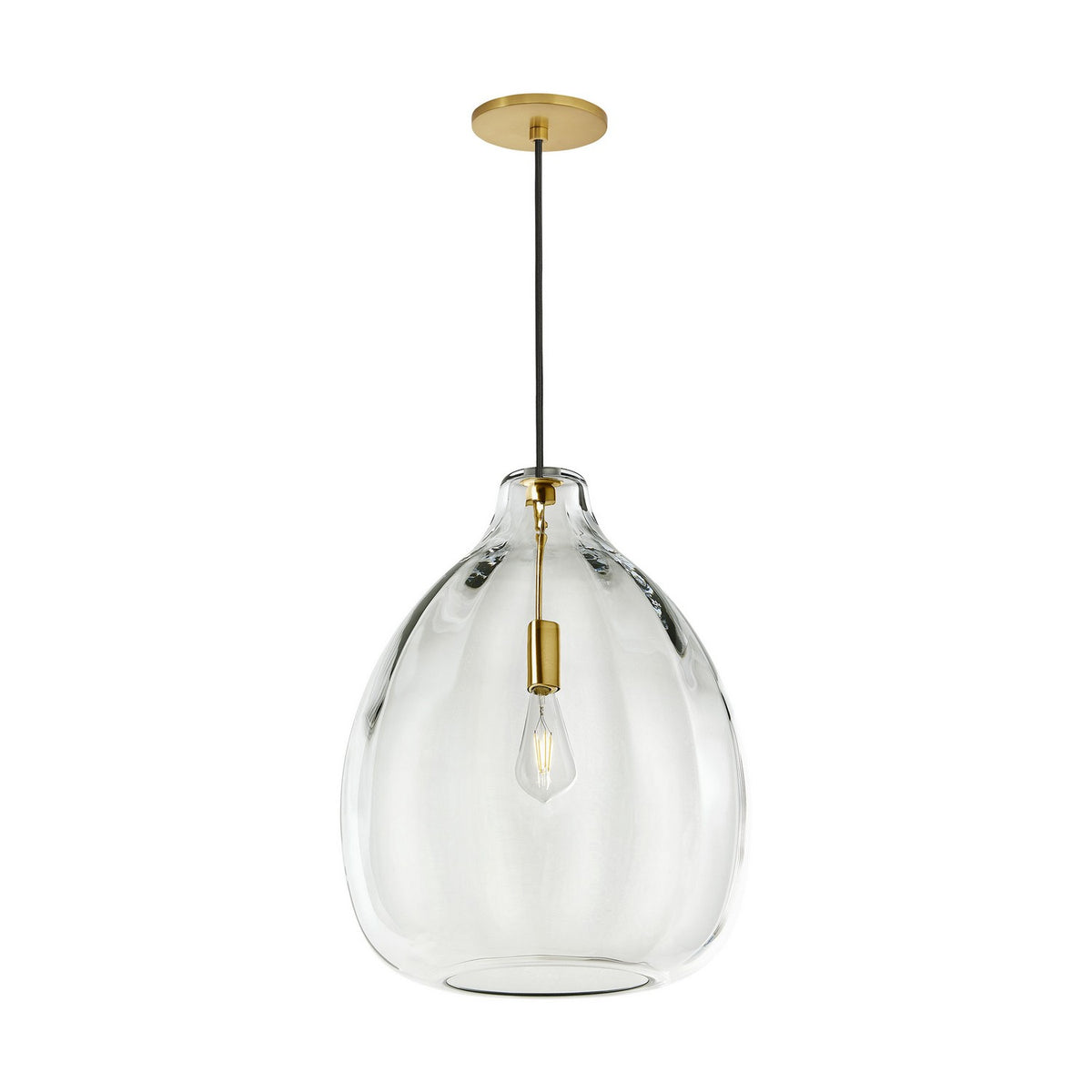 Harper One Light Pendant in Natural Brass