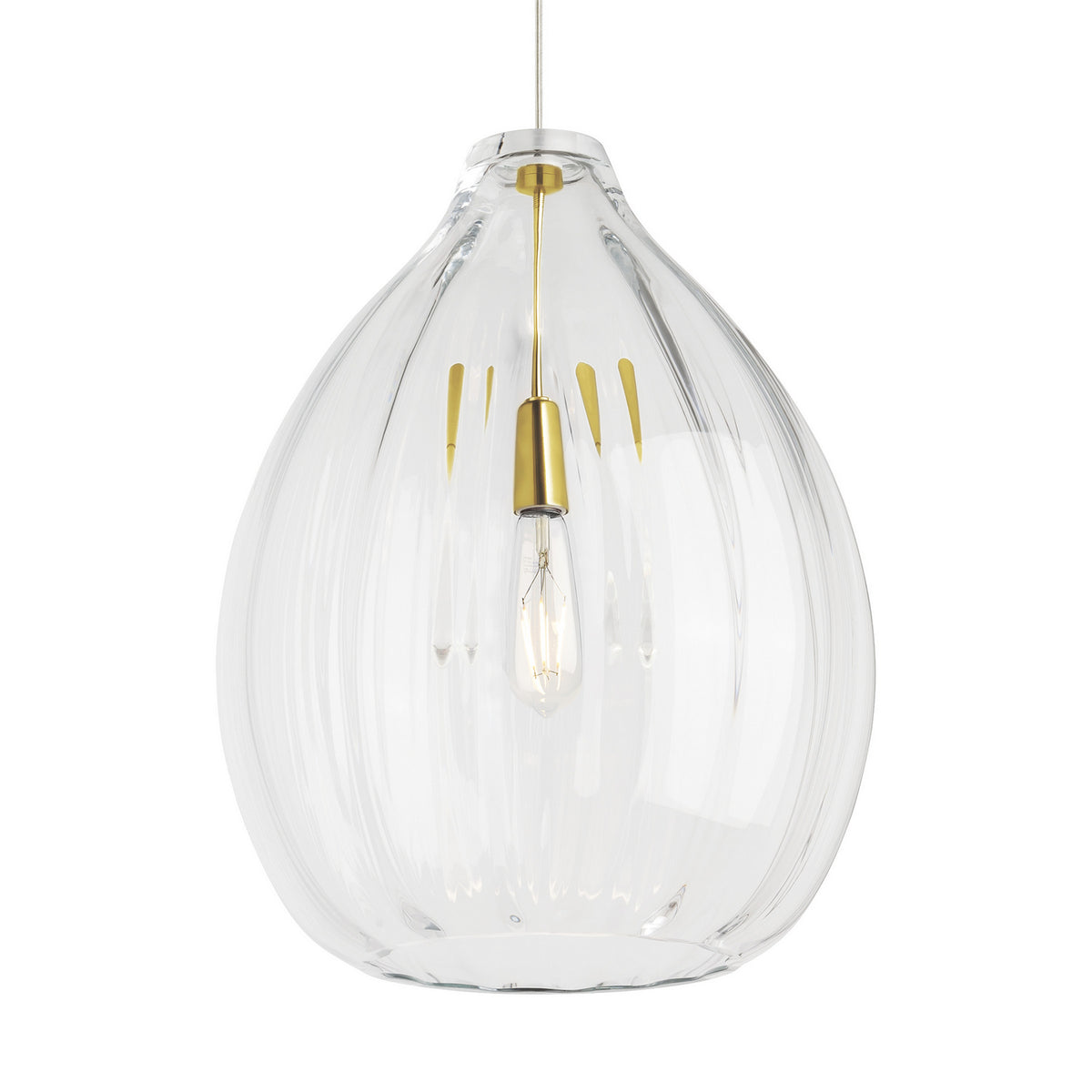 Harper One Light Pendant in Natural Brass