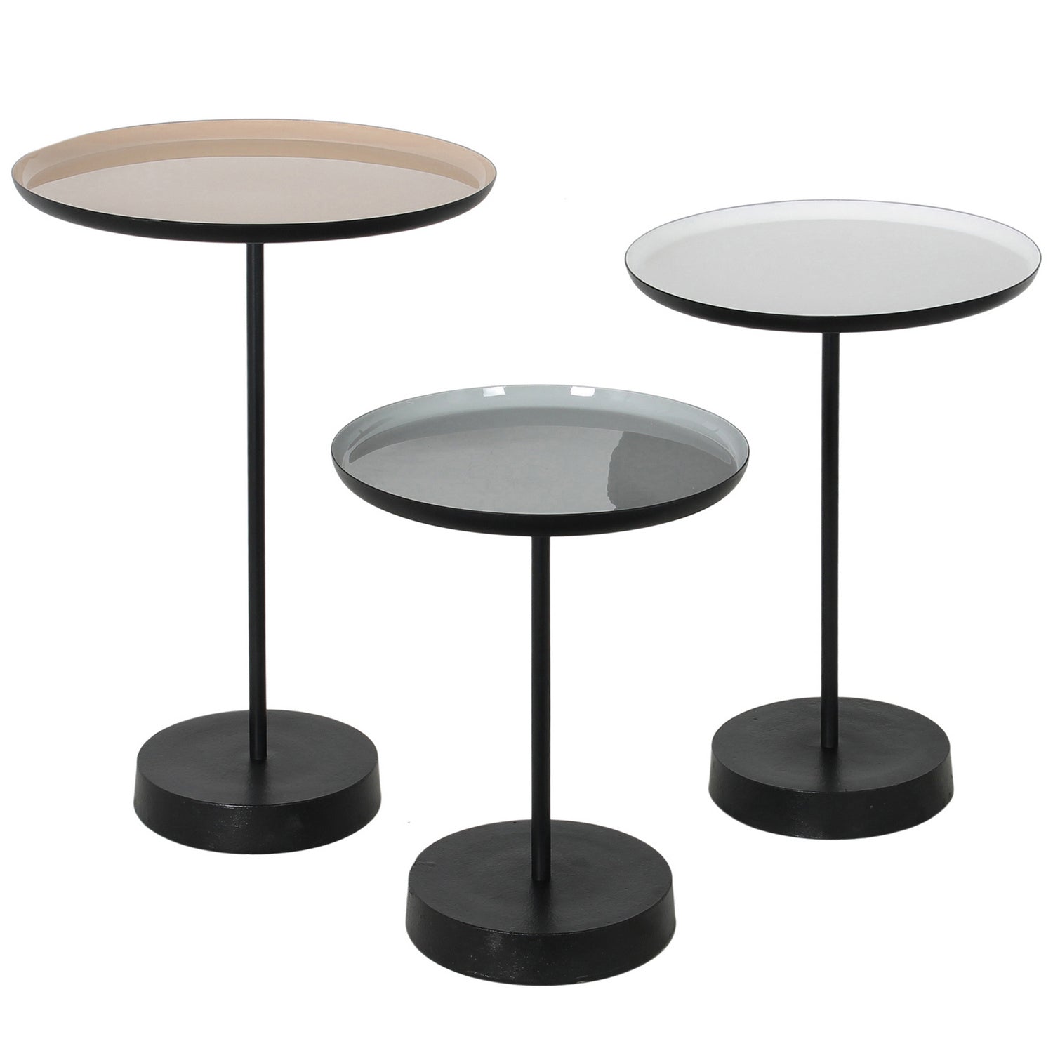 Table d'appoint Stepping Stone en métal enduit de poudre/émail blanc/beige/gris