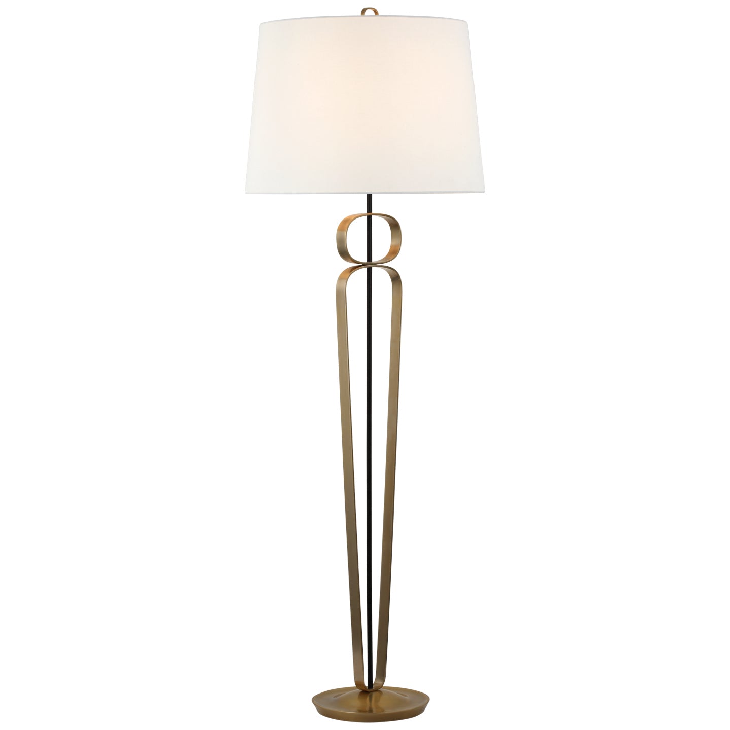 Valda LED Floor Lamp in Hand-Rubbed Antique Brass and Matte Black