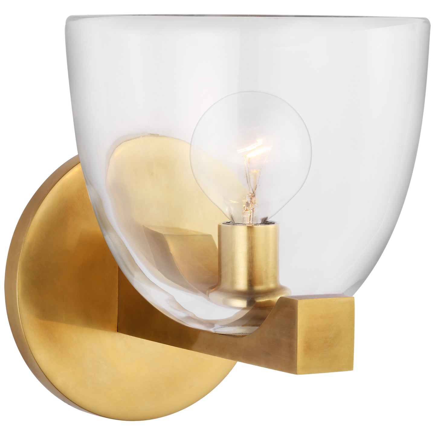 Carola Single Sconce in Hand-Rubbed Antique Brass w/ Clear Glass